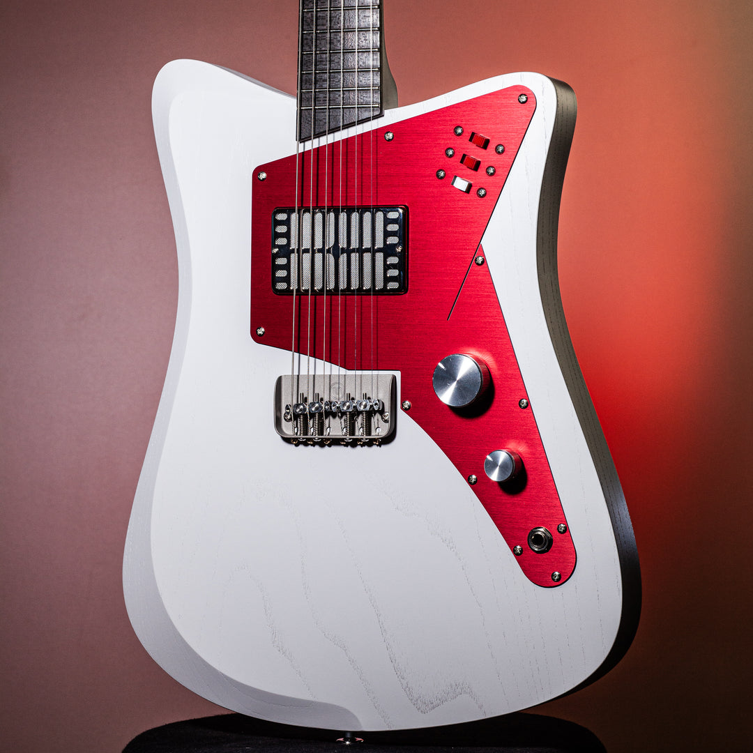 Uma Guitars (Early 2020) Jetson Concrete Grey/Red Anodized, Dual-Foil HB & Piezo Pickup, only 6lbs 7.4oz
