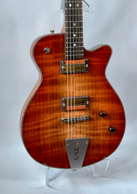 Grez Mendocino Custom 2021 Amber Burst, Novak Gold Foil Pickups NEW 5lbs 2oz (Authorized Dealer)