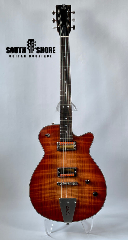 Grez Mendocino Custom 2021 Amber Burst, Novak Gold Foil Pickups NEW 5lbs 2oz (Authorized Dealer)