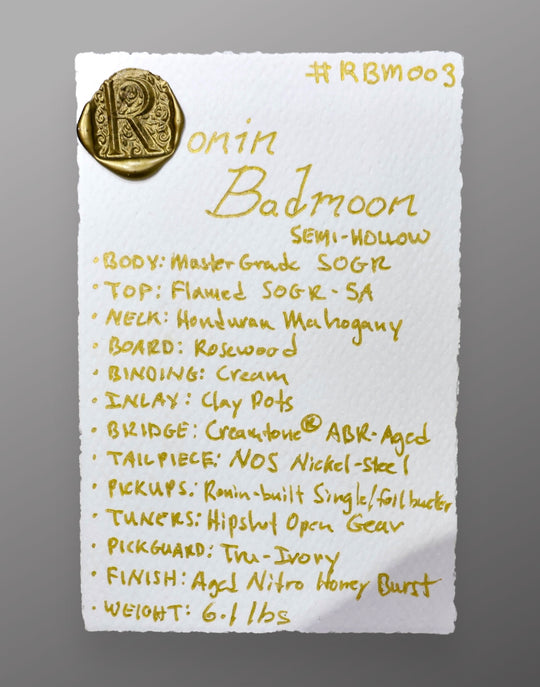 Ronin Badmoon 2015-2016 - Aged Honey Burst w/ Ancient Mammoth Ivory Guard