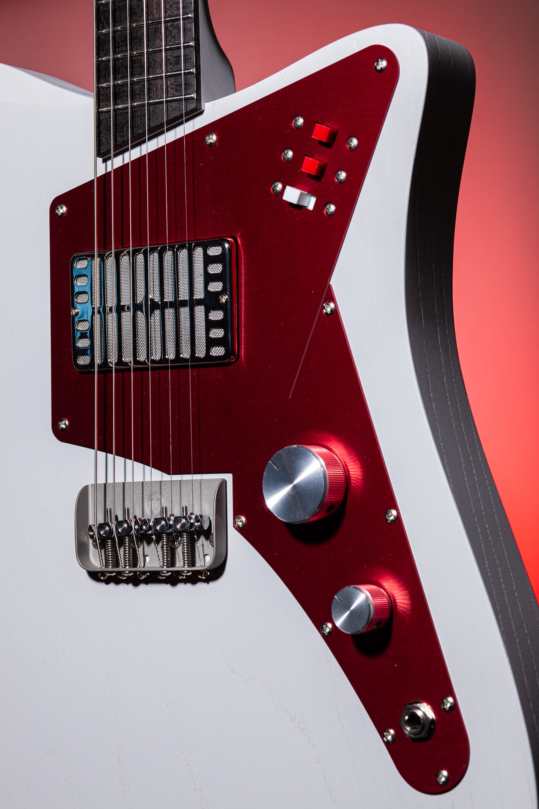 Uma Guitars (Early 2020) Jetson Concrete Grey/Red Anodized, Dual-Foil HB & Piezo Pickup, only 6lbs 7.4oz