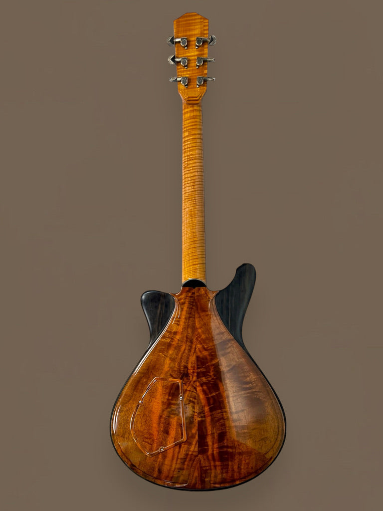 Jesselli Guitars Modernaire Circa 1989-1990 Natural Walnut & Ebony. Owned by Alan Rogan touring tech for Keith Richards. (Authorized Jesselli Dealer)