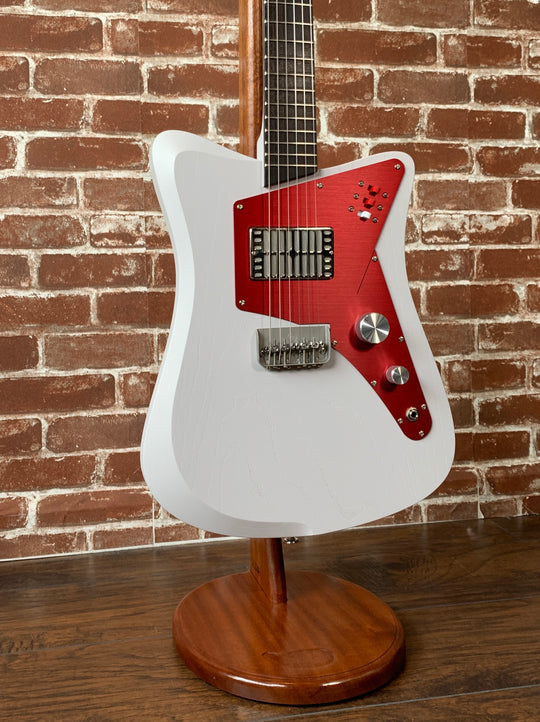 Uma Guitars (Early 2020) Jetson Concrete Grey/Red Anodized, Dual-Foil HB & Piezo Pickup, only 6lbs 7.4oz