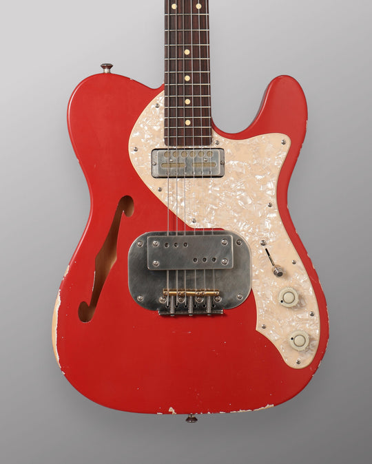Waterslide Guitars Thinline T-Style Coodercaster - 2023 - Aged Fiesta Red. NEW (Authorized Dealer)
