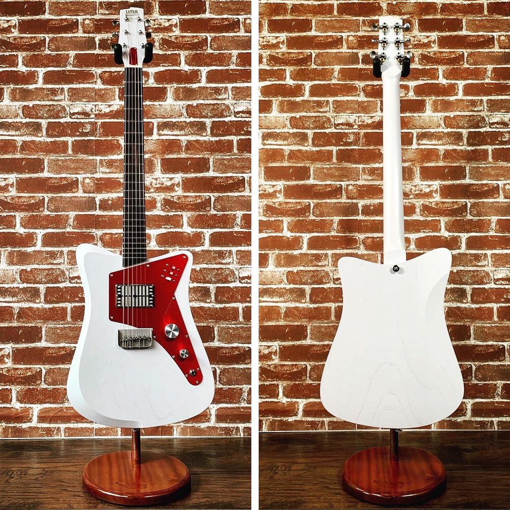 Uma Guitars (Early 2020) Jetson Concrete Grey/Red Anodized, Dual-Foil HB & Piezo Pickup, only 6lbs 7.4oz