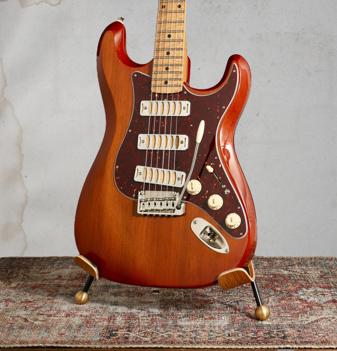Ronin Morningstar 2019 - Honey Burst w/ highly figured “Flame Maple” neck + Raw Aluminum FB Mini’s