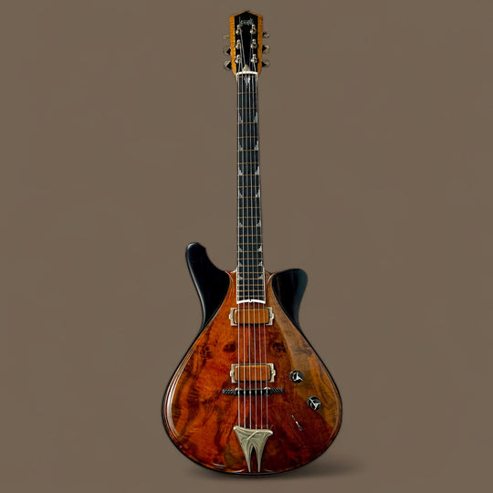Jesselli Guitars Modernaire Circa 1989-1990 Natural Walnut & Ebony. Owned by Alan Rogan touring tech for Keith Richards. (Authorized Jesselli Dealer)