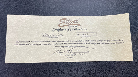 Elliott Guitars Halocaster Custom w/ E-Tron Pickups NEW *Tiny Blemish by strap button*